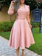 Lapel Trench Dress Commuting Grace Midi Dresses