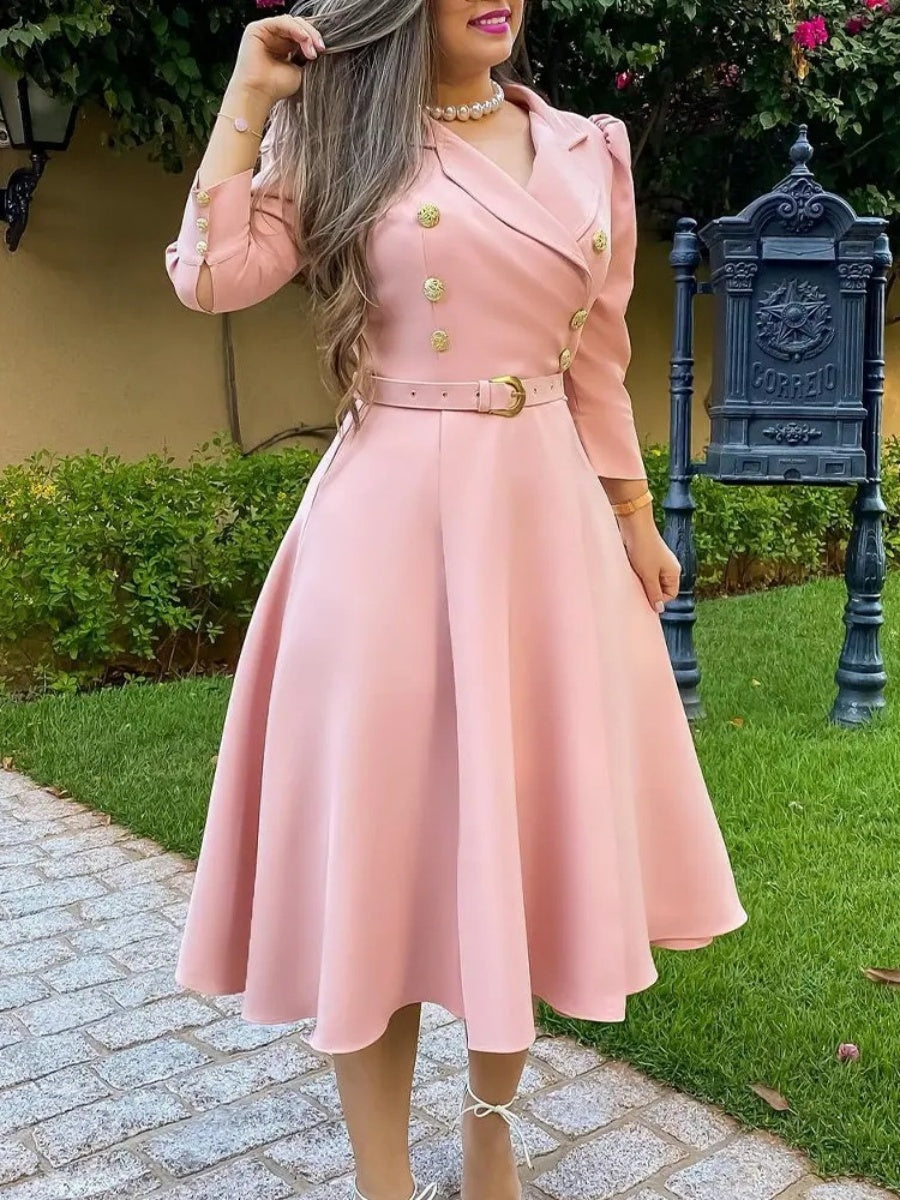 Lapel Trench Dress Commuting Grace Midi Dresses