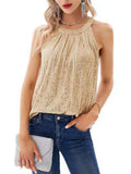 Sequins Halter-neck Sleeveless Tank Tops