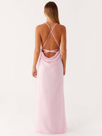 3D Flowers Backless And Slit V-neck Suspenders Maxi Dresses