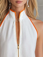 Halter V-neck Loose-fit Home Vacation Mini&Short Dresses