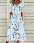 Karen Premium Printed Dress with Short Sleeves Statement Occasion Edit