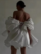 Off-the-shoulder Glossy Short Dress