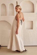 Agustina Luxe Long Contrasting Linen Dress Elevated Occasion Wear