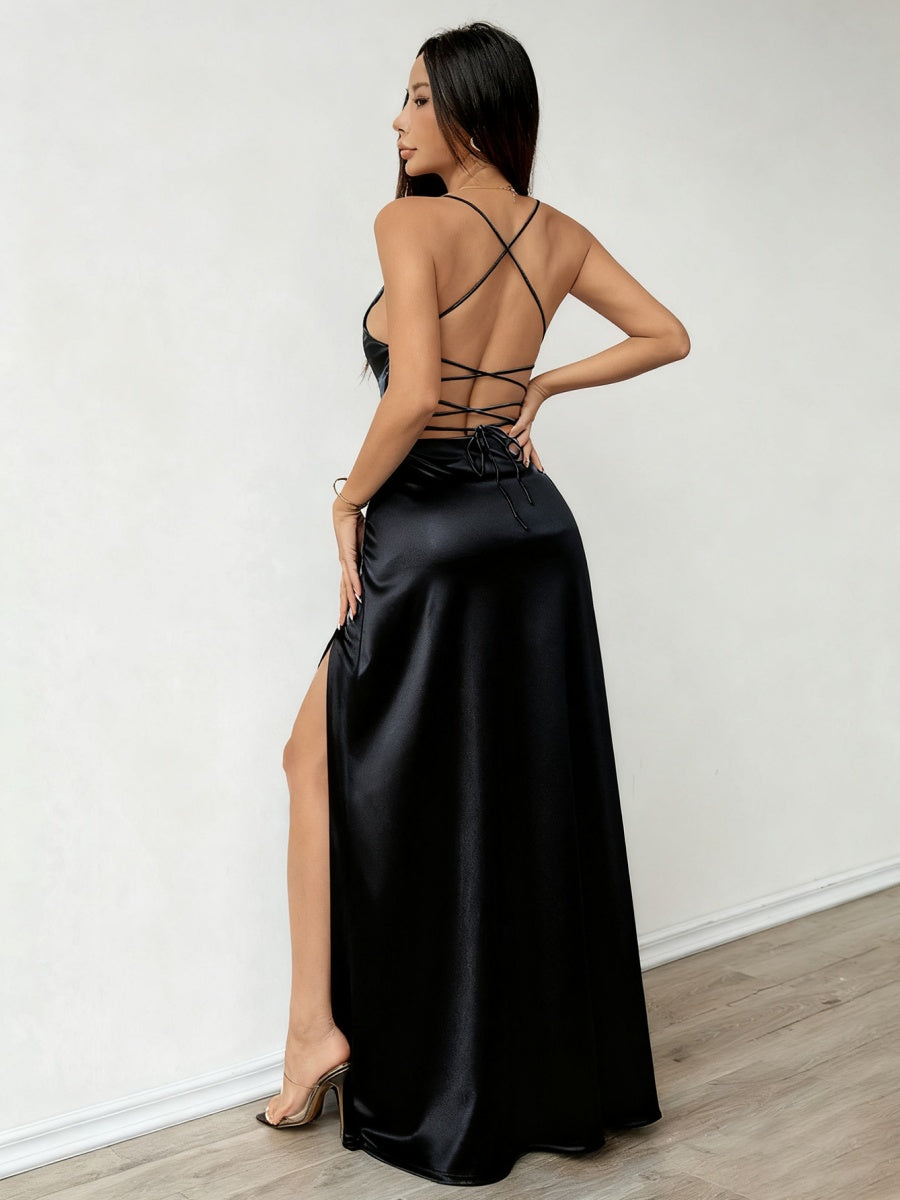 Camisoles Satin Slit Maxi Dresses