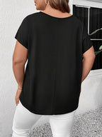 Hollow Out V-neck Cross Belt Short-sleeved T-shirt
