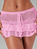 Ruffle Drawstring Knitted Bodycon Mini Skirt