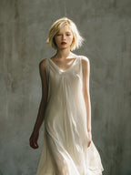 V-neck Sleeveless Chiffon Long Dress
