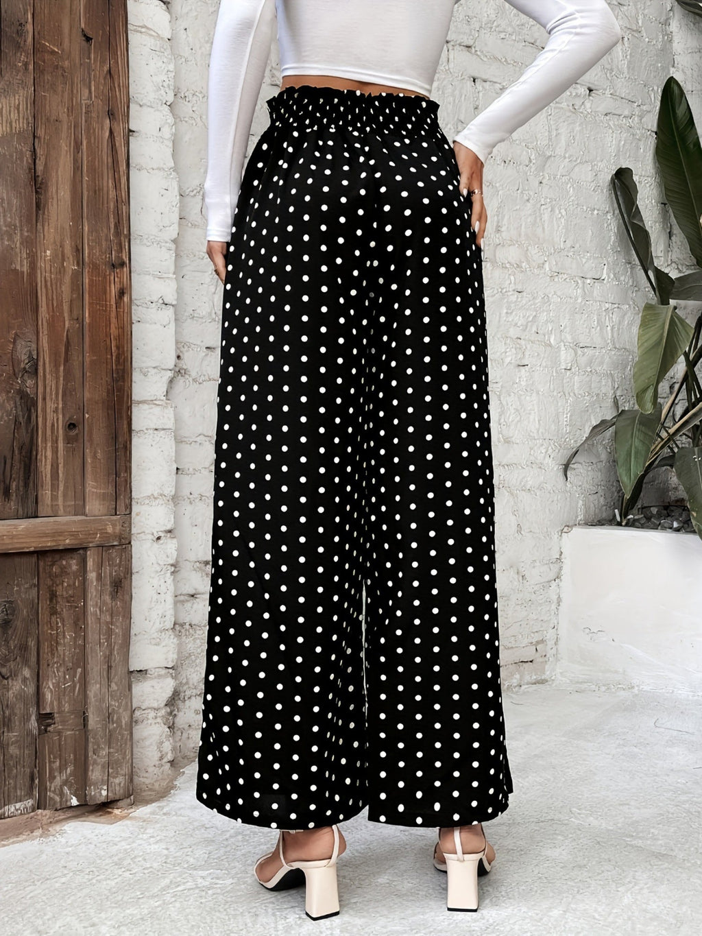Polka Dots High-waisted Loose-fit Pants