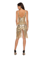 Deep V-neck Tassel Embroidery Sexy Sequined Backless Dress Midi Dresses
