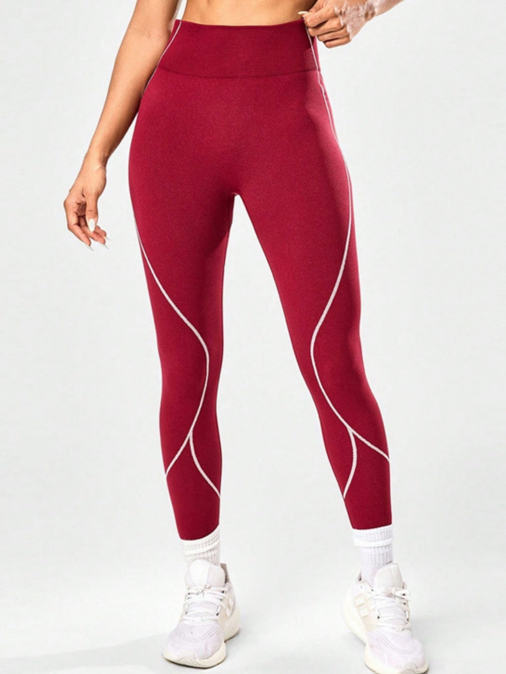Color-blocked High-waisted Tummy Control Yoga Fitness Exercise Pants