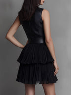 PU Leather Splicing Sleeveless Temperament Commuting Mini&Short Dresses