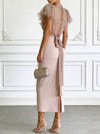 Mesh See-through Patchwork Slim Waist Hip-hugging Dress