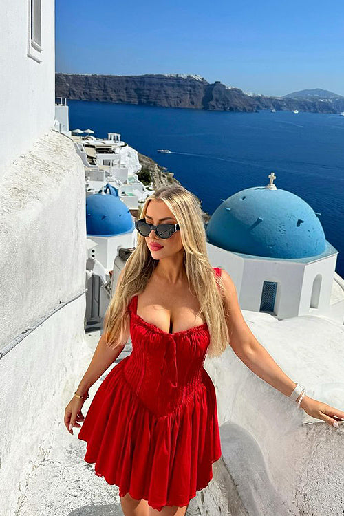 Off Shoulder Sweetheart Lace Up Bustier Lace Trim Mini Dress