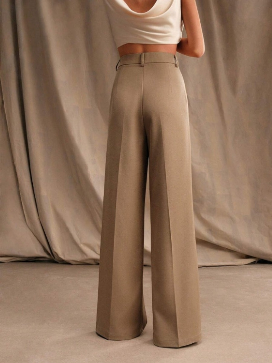 Commuting Loose High-waisted Straight Wide-leg Trousers