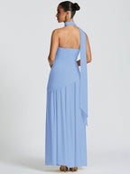 Strapless, Fitted, Solid Color, Open Back, Elegant Long Dress With Ribbons