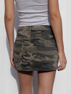 Camouflage Stretch Washed Denim Mini Skirt