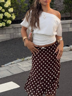 Polka Dots Bow Midi Skirt