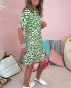 Ramona Boutique Printed V Neck Dress with Pockets Designer Edit