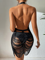 Hollow Out Halter Neck Deep V Backless Mini&Short Dresses