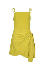 Square Neck Spaghetti Strap Side Bow Tie Wrap Mini Dress