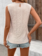 Lace Collar Hollow Out Splicing Crochet Tank Tops