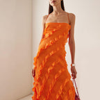 Wood Ear Slit Camisoles Formal Dress Maxi Dresses