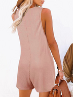 Casual Button-down Pocket Vest Jumpsuit
