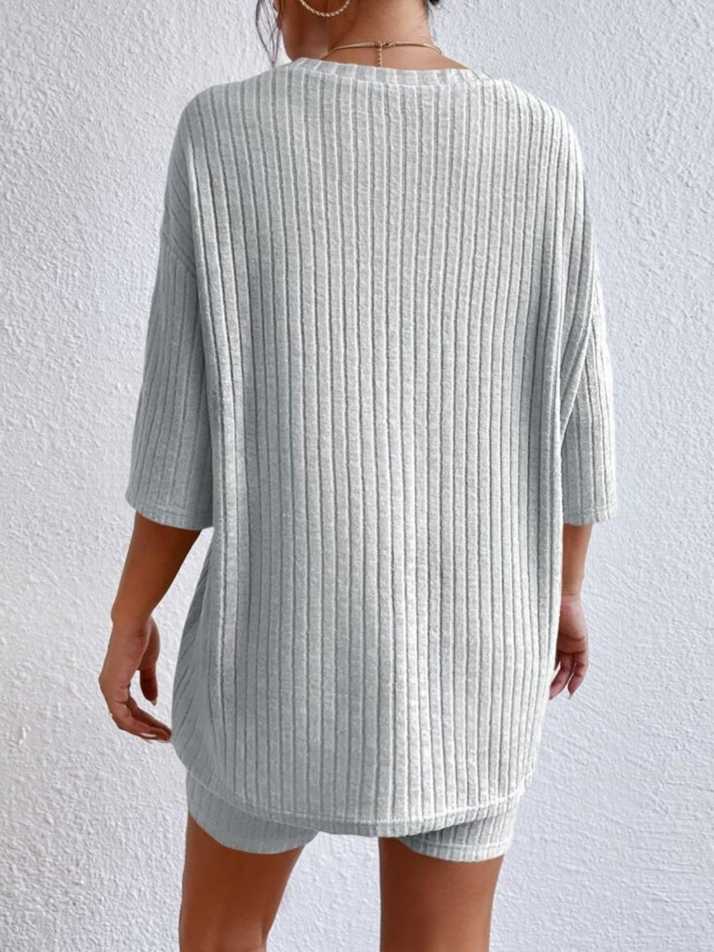 Piping Crew Neck Loose T-shirt And Shorts 2-piece Sets