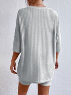 Piping Crew Neck Loose T-shirt And Shorts 2-piece Sets