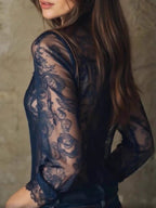 V-neck Slim-fit Lace Shirt