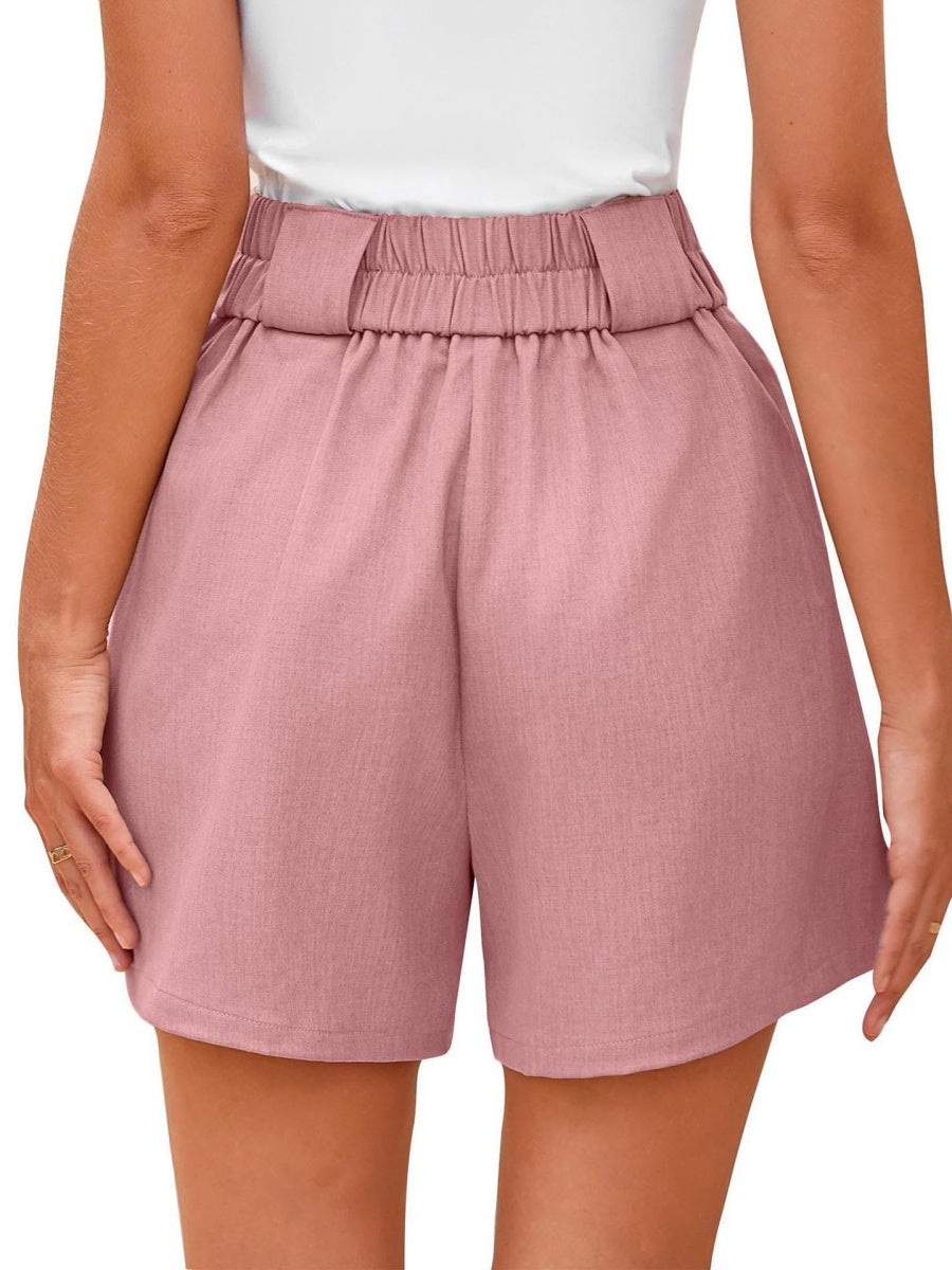 High-waisted Solid Color Comfortable Shorts With Pockets
