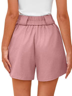 High-waisted Solid Color Comfortable Shorts With Pockets