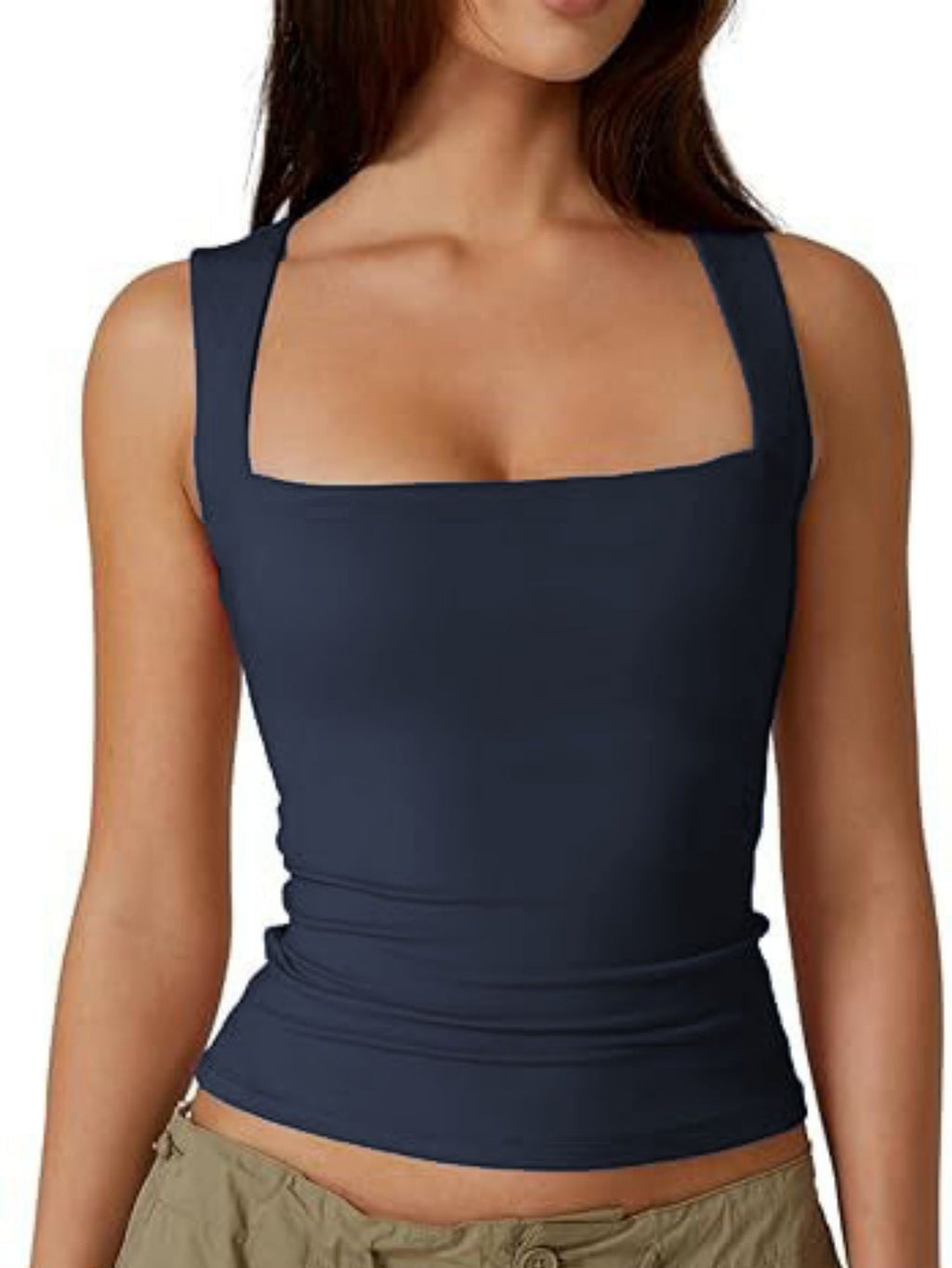 Square Collar Slim-fit Tank Top