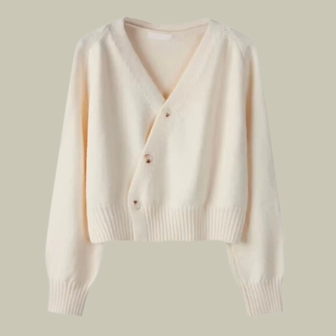 | Women’s Cross Button V Neck Merino Wool Sweater