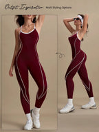 Cross Shoulder Straps Color-blocked Fitness Exercise Bodysuits