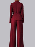 Long Sleeve Single Buckle Blazers Straight-leg Pants 2-piece Sets