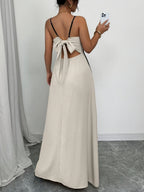 Thin Shoulder Straps Backless Color Matching Color-blocked Camisoles Maxi Dresses