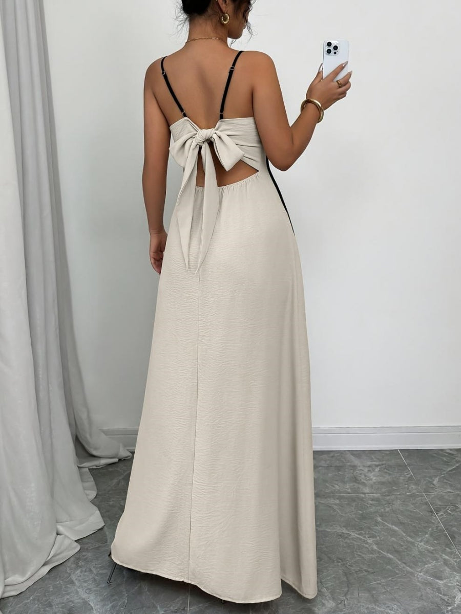 Thin Shoulder Straps Backless Color Matching Color-blocked Camisoles Maxi Dresses