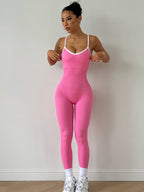 Color-blocked Suspenders Sleeveless Quick-drying Thread Sports Yoga Jumpsuit