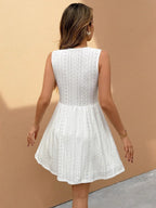 Sleeveless V-neck Lace Hollow Mini&Short Dresses