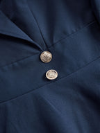 Elegant Navy Blue Tailored Fit Flared Coat Dress