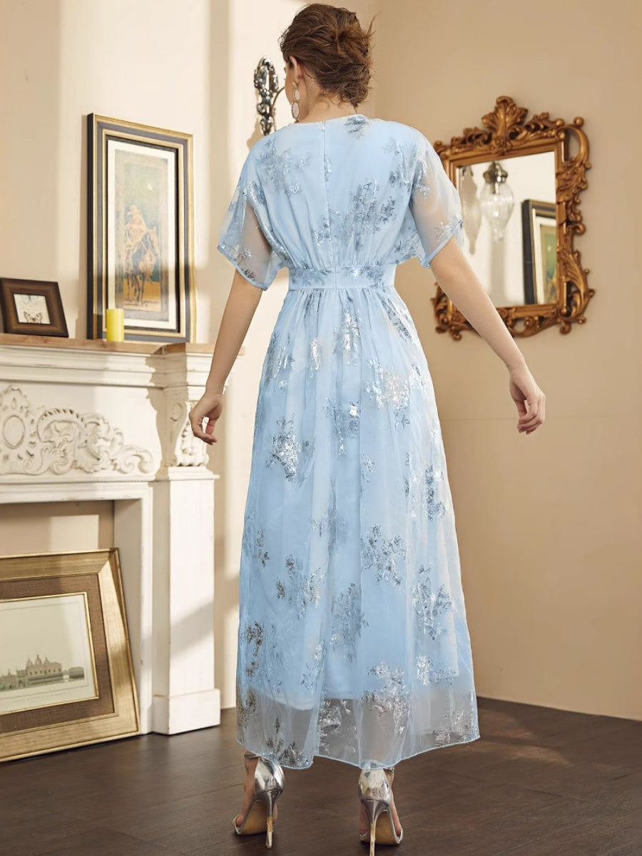 Organza Hot Stamping Gentle Maxi Dresses