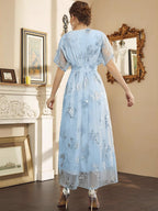 Organza Hot Stamping Gentle Maxi Dresses