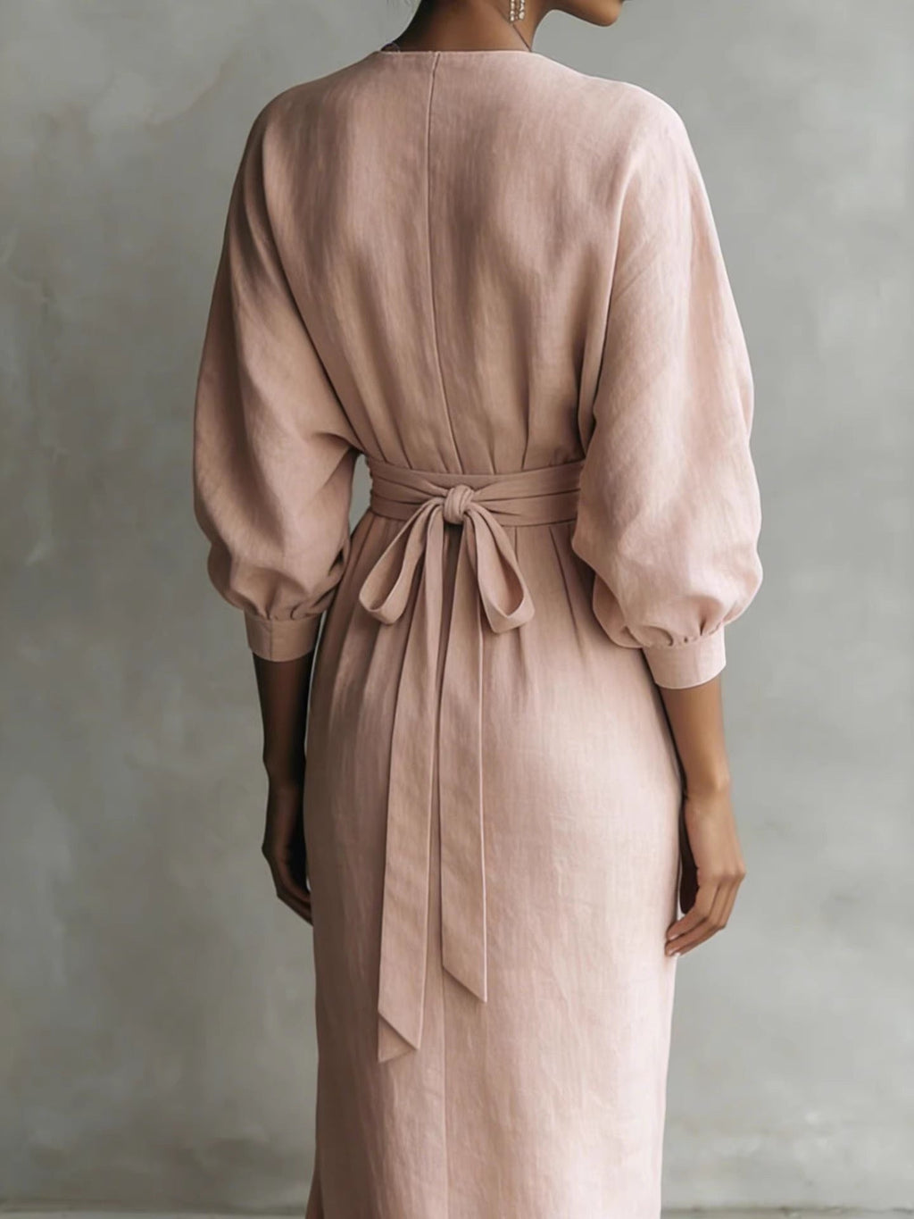 Solid Color V-neck Short-sleeved Zip-up Top And Elastic Waist Pants Two-piece Set