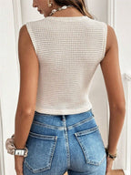 V-neck Sleeveless Three Buttons Women's Vest