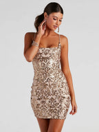Sequins Backless Sexy Camisoles Formal Dress Mini&Short Dresses