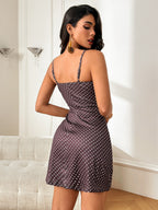 Polka Dot Print Camisole Sexy Backless A-pendulum Short Dress For Cocktail Party