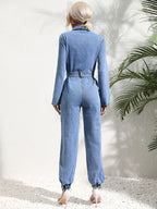 Button-up Slim-fit Jumpsuit Jeans