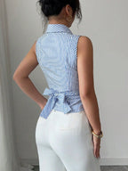 Striped Tie-waist Slimming Vest